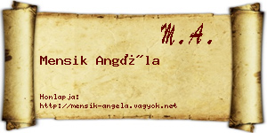 Mensik Angéla névjegykártya